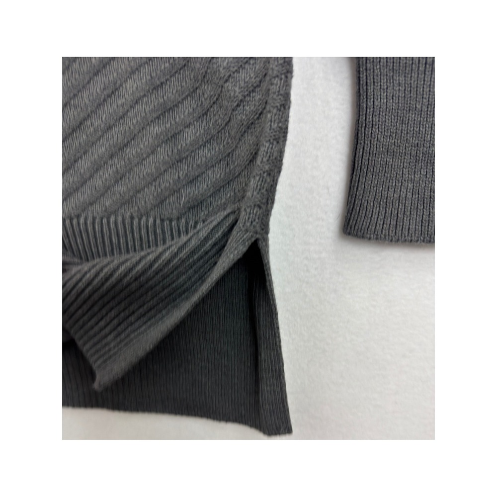 Style‎ & Co Sweater Womens Medium Gray Cowl Mock Neck Ribbed Side Slit Tunic - Picture 4 of 9